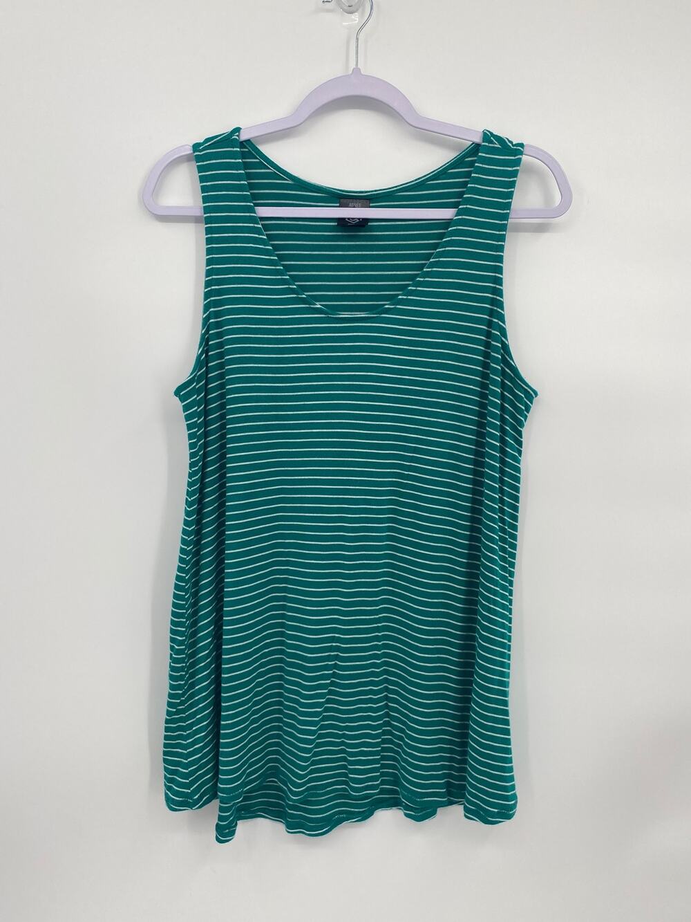 Agnes & Dora Green Stripe Essential Tank Blouse Tunic Flowy Women's Large